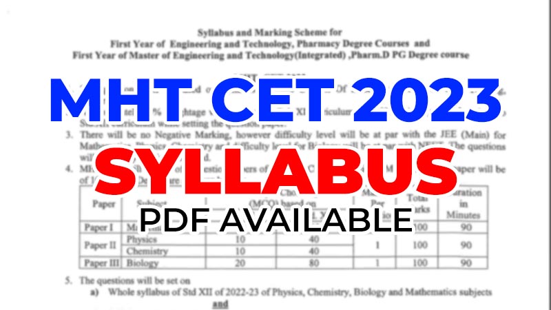 MHT CET 2023 Syllabus